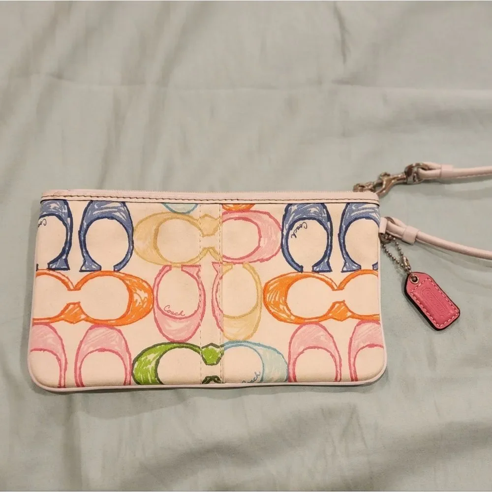 COACH Scribble Signature Pastel Cotton Wristlet